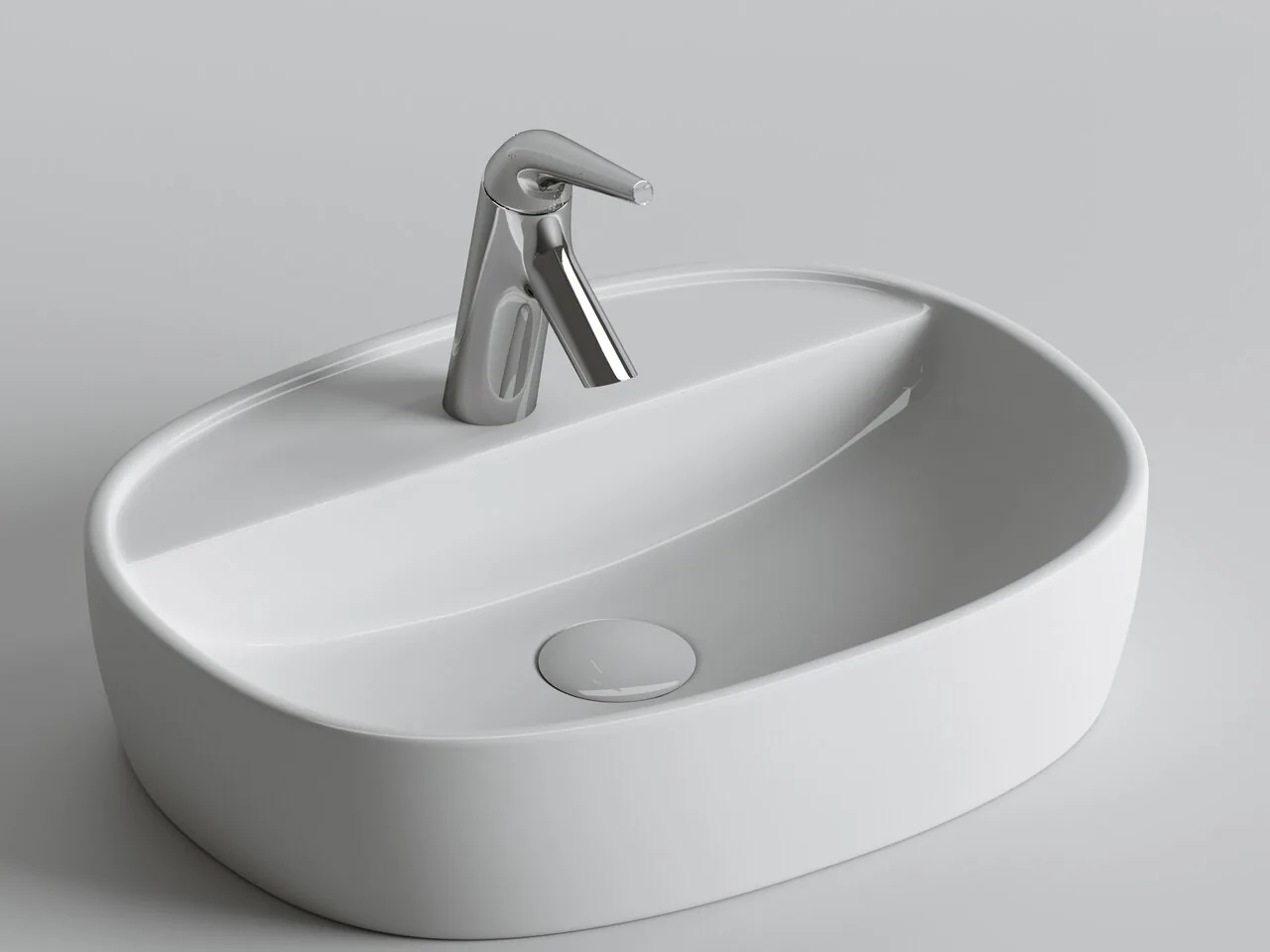 картинка Накладная раковина Ceramicanova Element CN6036 цвет белый 50х38 см 