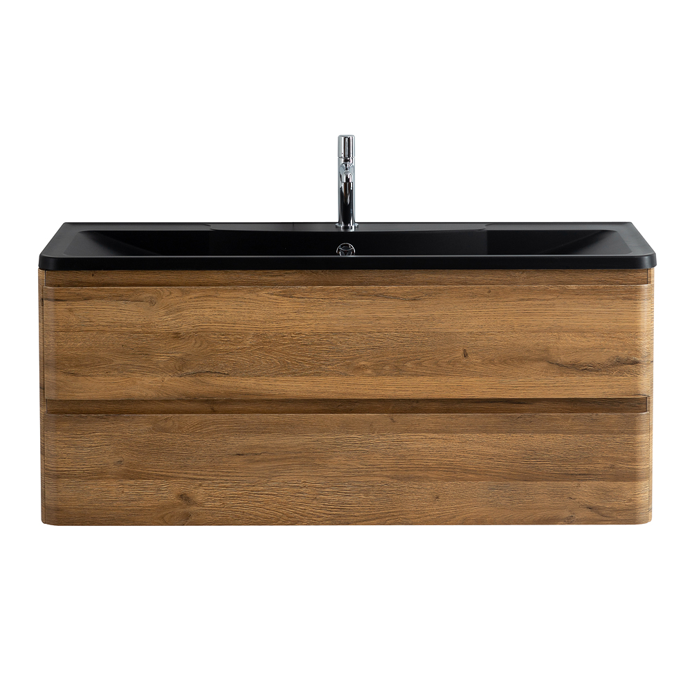 фото Тумба с раковиной подвесная BelBagno ALBANO 120 Rovere Rustico, раковина чёрная 