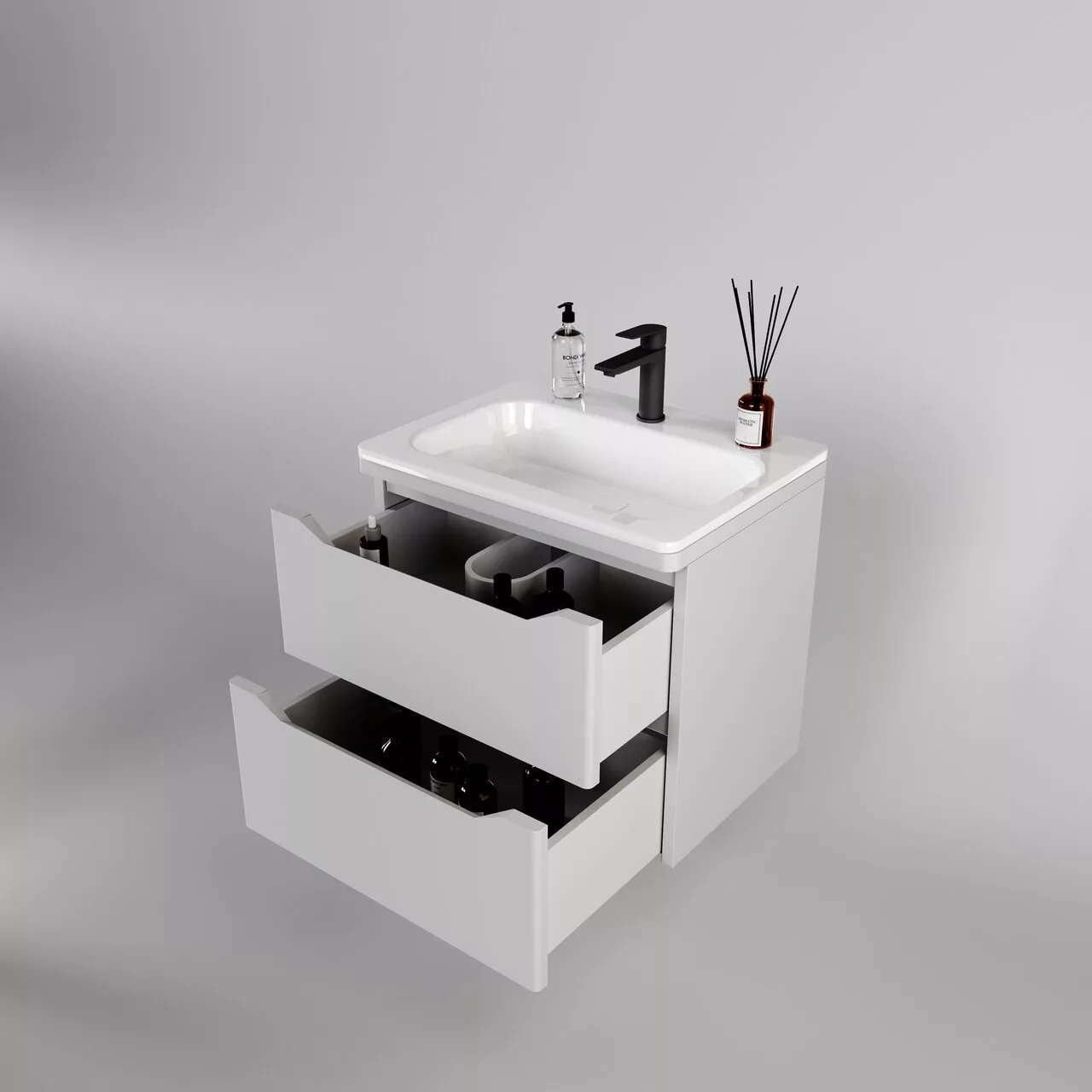 картинка Тумба подвесная Style Line El Fante Марелла 60 Люкс антискрейтч белый матовый  в ванную комнату