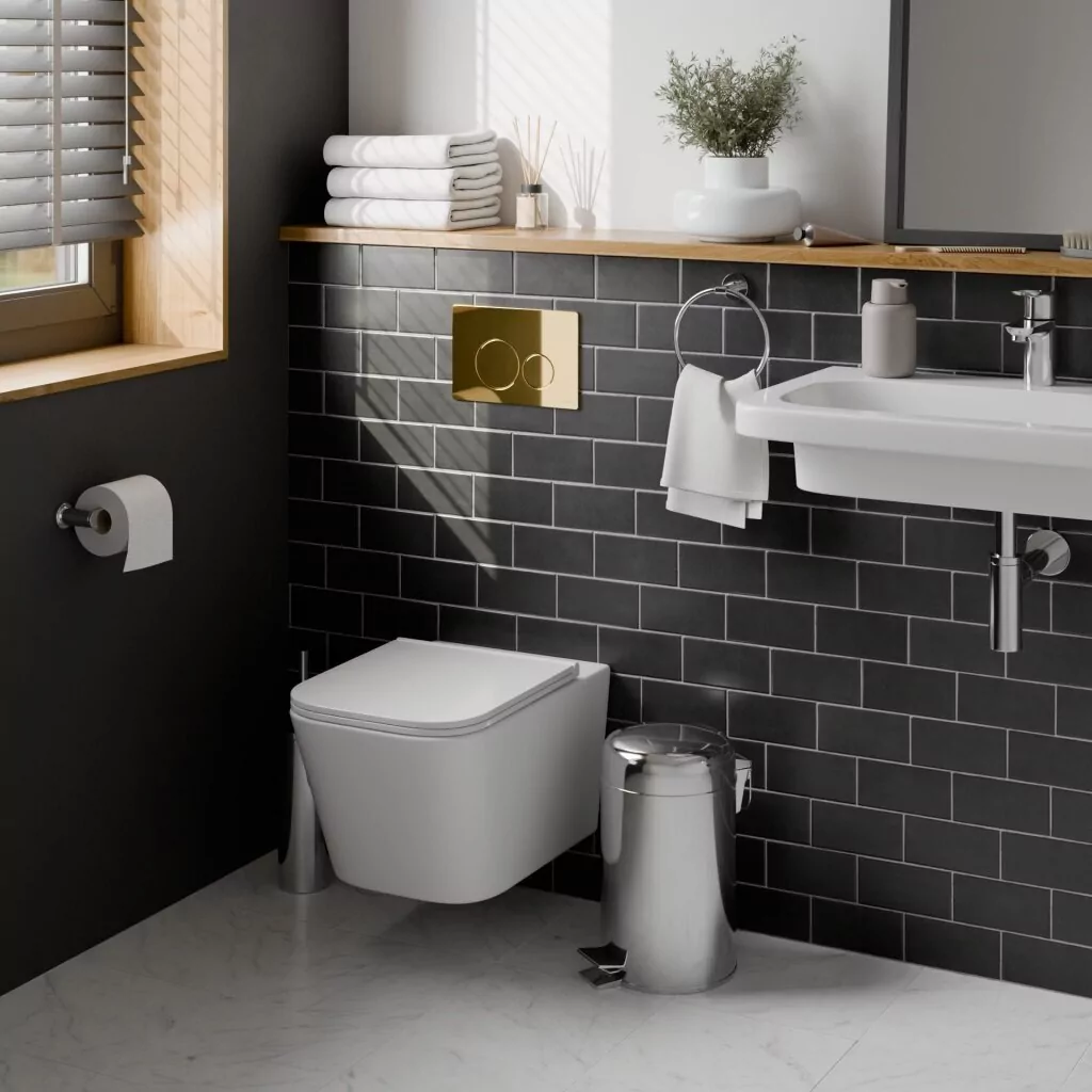 картинка Комплект 3 в 1 IBERICA BLANCA инсталляция с унитазом TOLEDO ALTO IB.TLA.234.1B1 клавишей шампань-золото глянцевый INOX-O IB.B081.006.002 