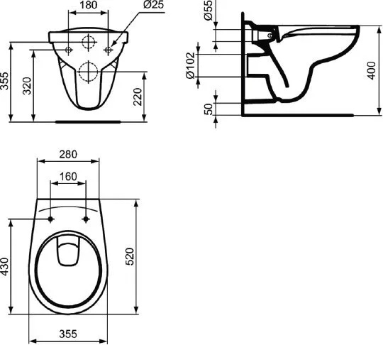 картинка Унитаз подвесной Ideal Standard Eurovit K881201 безободковый 