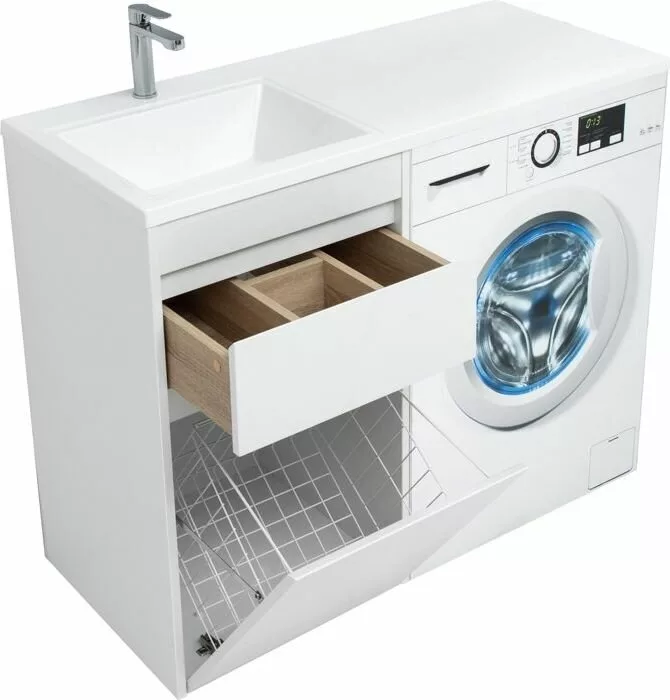 фото Тумба с раковиной Aquanet Токио 110 L белый (напольная, 1 ящик) арт. 00239298 