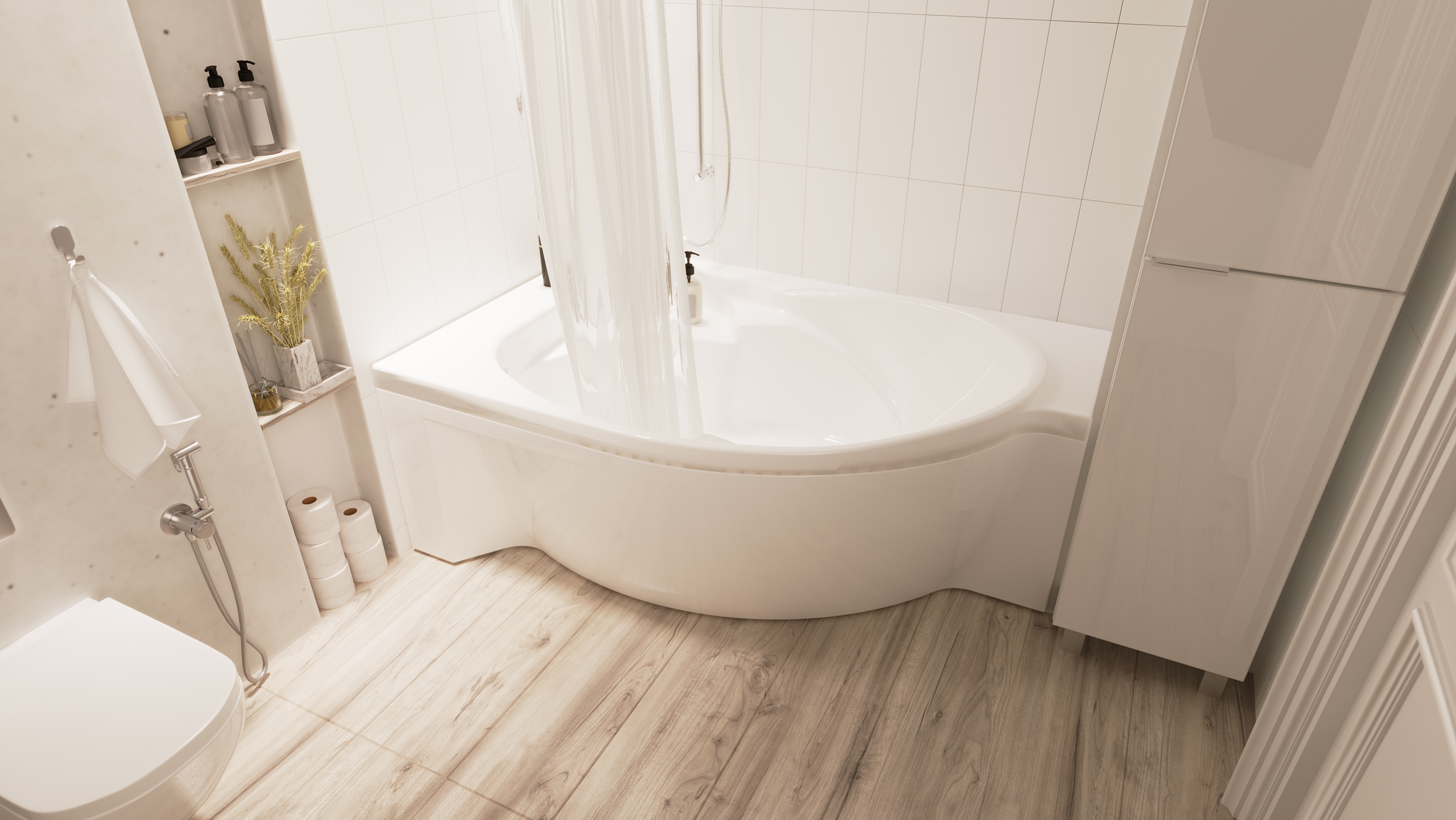 картинка Ванна Marka One ERGONOMIKA 158-175x110 L с каркасом и слив-переливом 