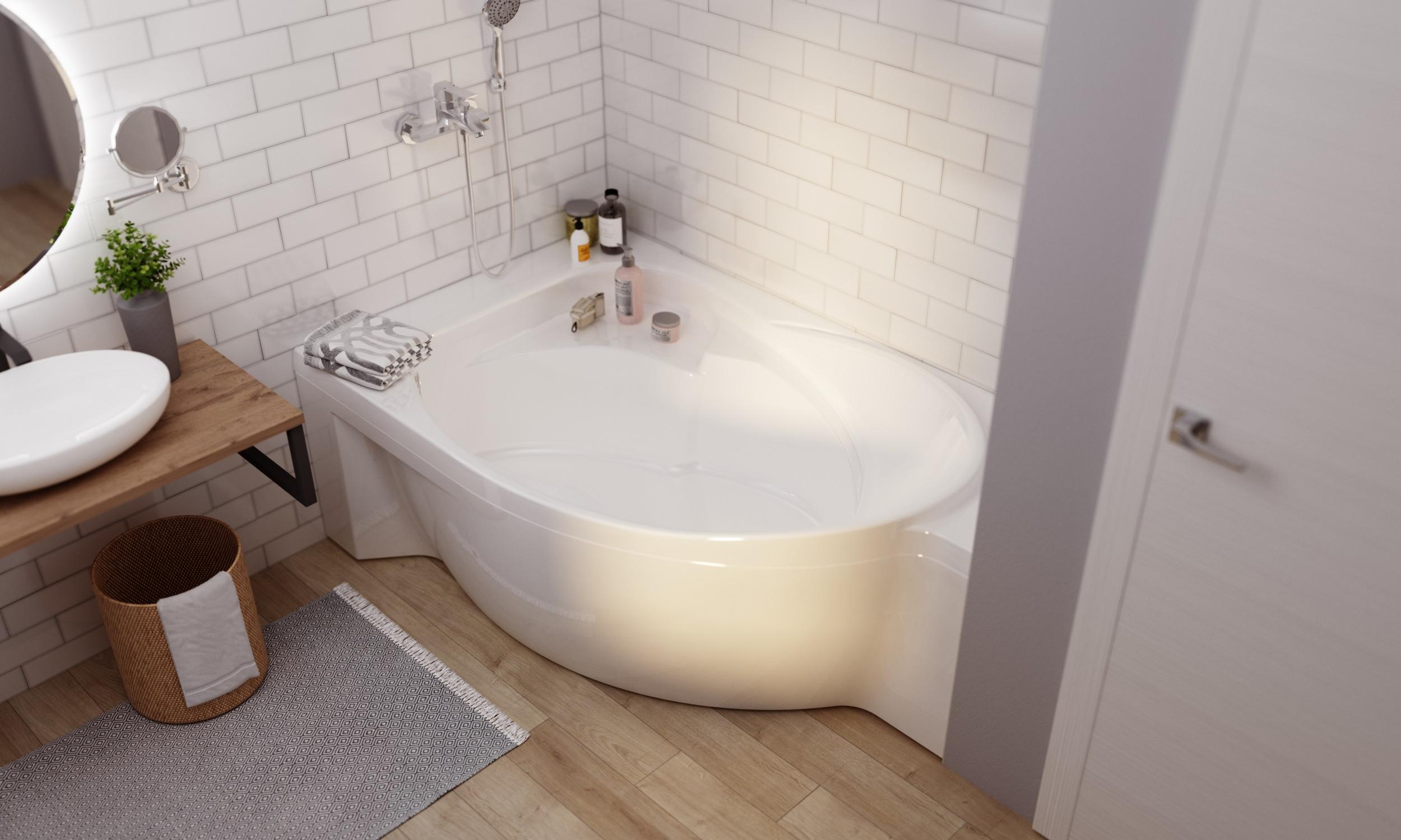 картинка Ванна Marka One ERGONOMIKA 158-175x110 L с каркасом и слив-переливом 