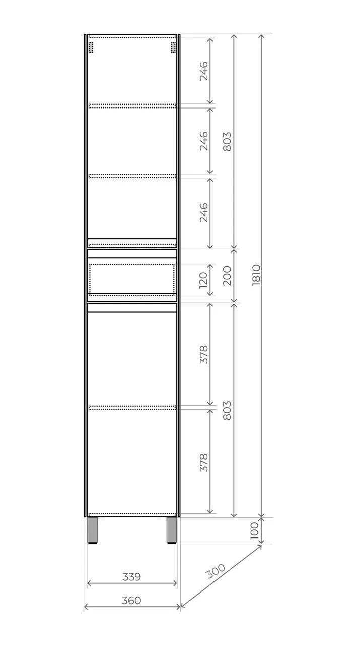 фото Пенал напольный Style Line Манхэттен 36 эмаль 1 ящик 2 створки PLUS белый матовый 