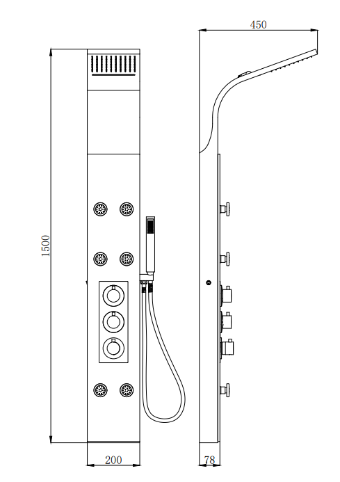 картинка Душевая панель beWash BV3TMSP7233 гидромассажная с термостатическим смесителем белый 