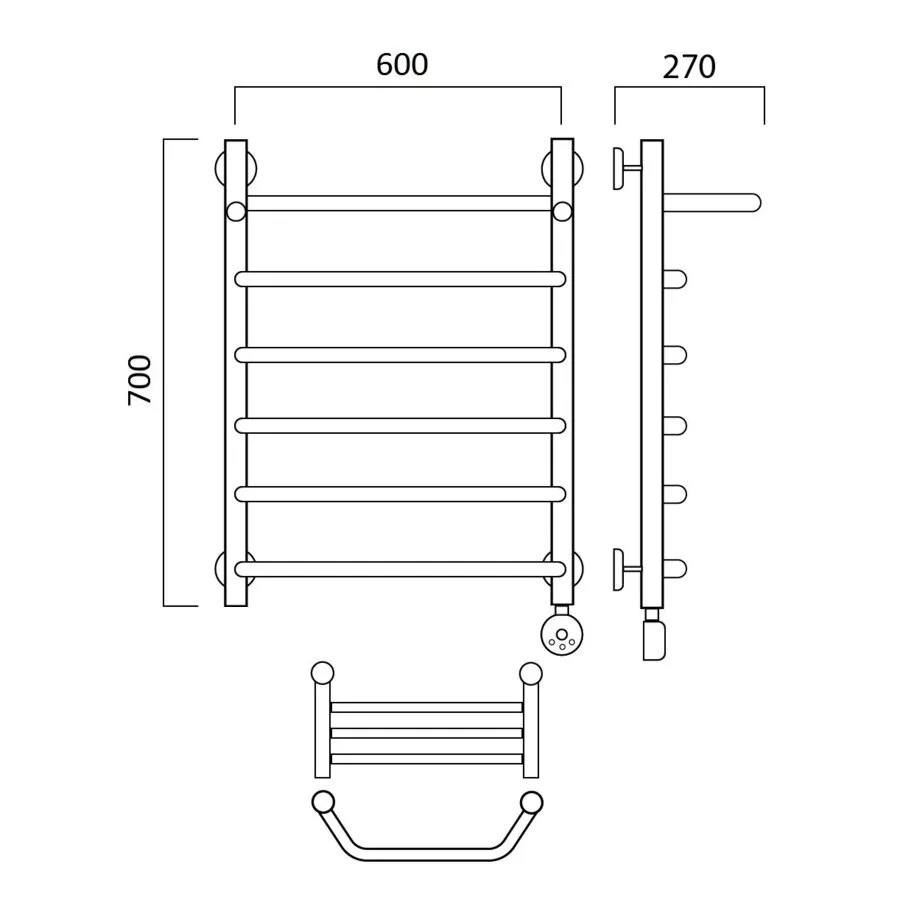 картинка Полотенцесушитель электрический ТРАПЕЦИЯ с полкой 70х60 ПРАВЫЙ Aquanerzh 07-03A7060_R 