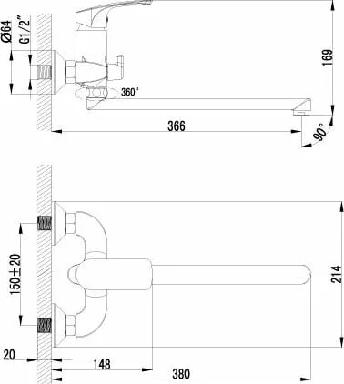 картинка Смеситель для ванны Lemark Plus Shape LM1751C 