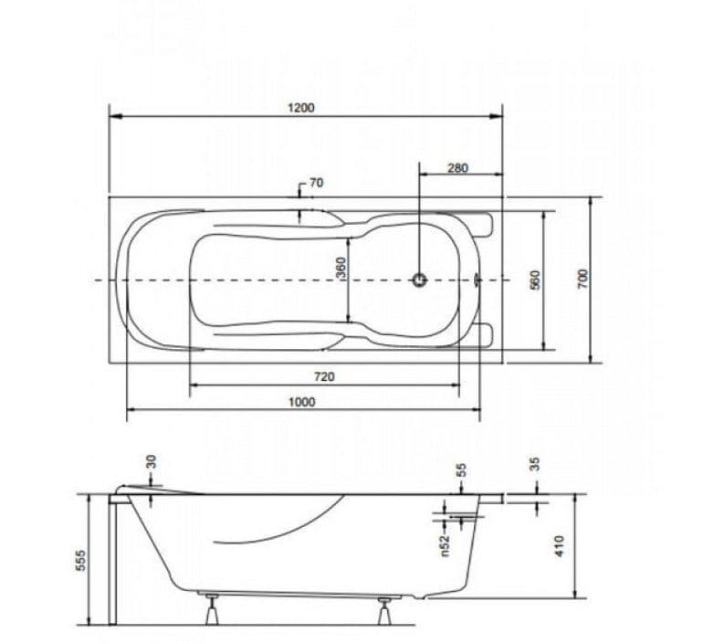 картинка Акриловая ванна Besco Majka Nova 120x70 с каркасом KMP12070 