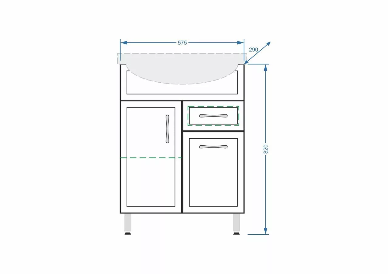 фото Тумба Stella Polar Концепт 60 1 ящик с раковиной Эрика 60 