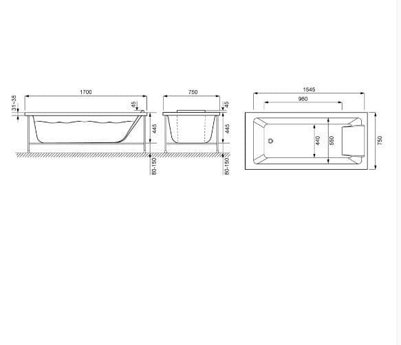 картинка Акриловая ванна Jacob Delafon Sofa 170x75 с каркасом E6D052RU-NF 