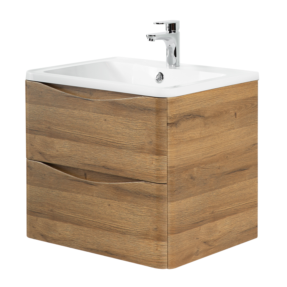 фото Тумба с раковиной подвесная BelBagno ACQUA 60 Rovere Rustico, раковина белая 