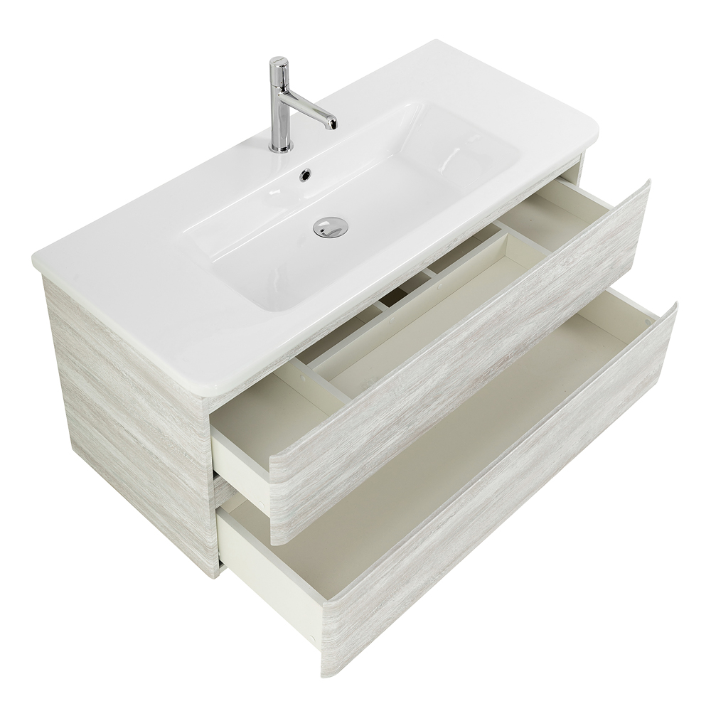 фото Тумба с раковиной подвесная BelBagno ALBANO-CER 105 Rovere Vintage Bianco, раковина белая 