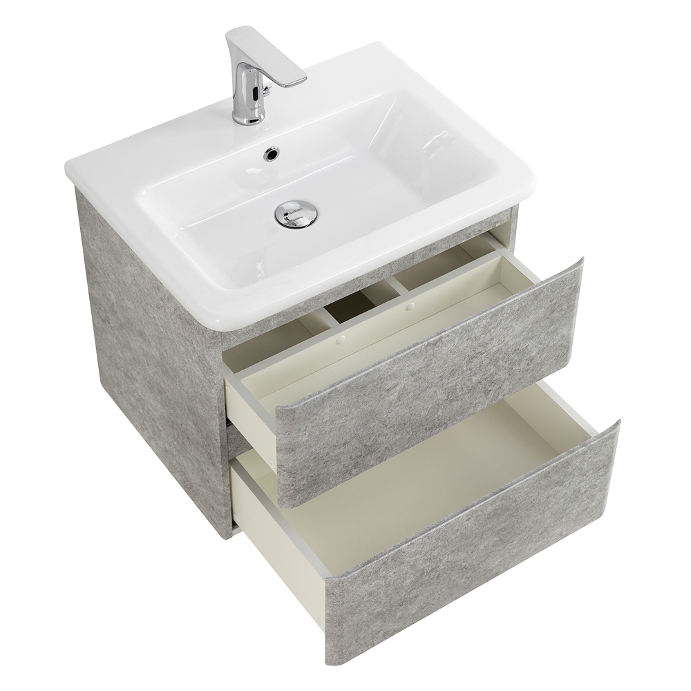 фото Тумба с раковиной подвесная BelBagno ALBANO-CER 60 Cemento Verona Grigio, раковина белая 