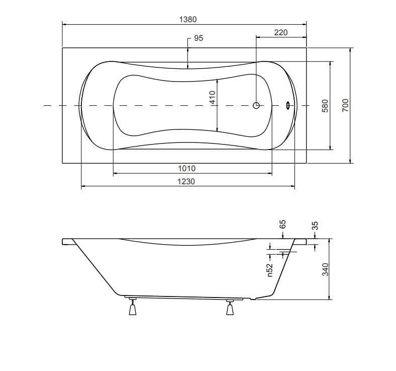 картинка Акриловая ванна Besco Aria Prosafe 140x70 