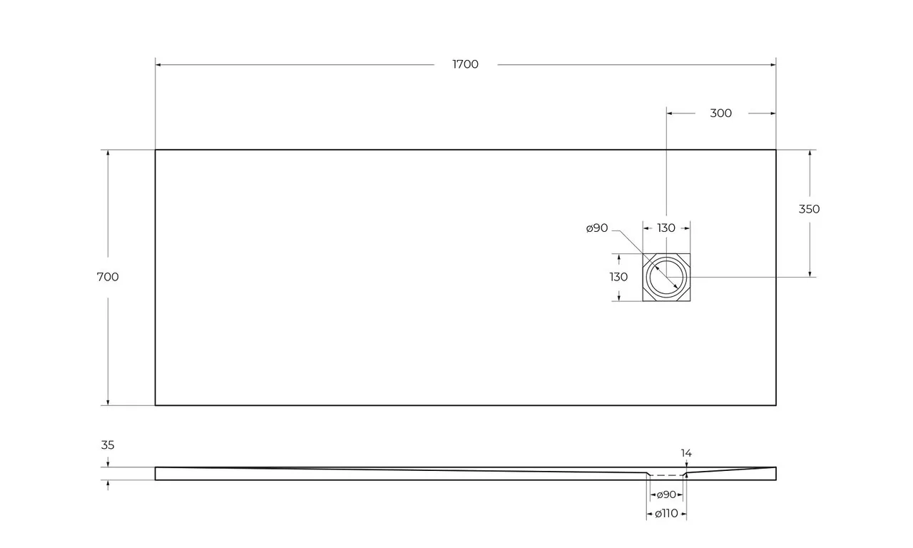 фото Душевой поддон из искусственного мрамора с сифоном BelBagno UNO TRAY-MR-UNO-AH-170/70-35-W-NO 