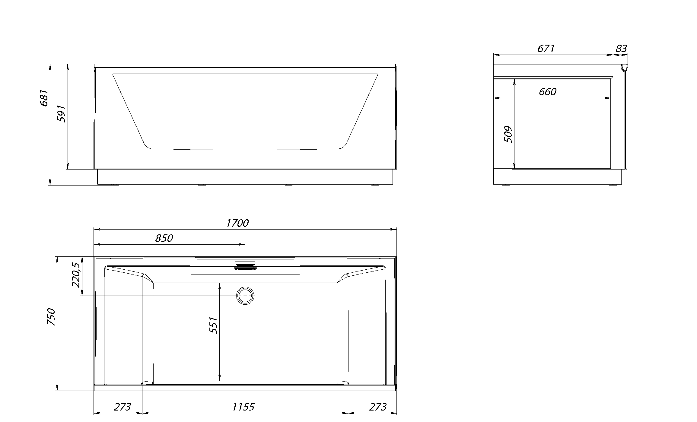 картинка Ванна Aima Design NEO 170x75 1 стекло (принт бетон) 