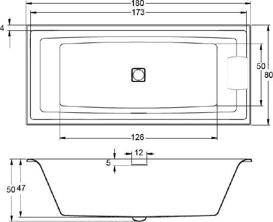 картинка Акриловая ванна Riho Still Square 180x80 подголовник справа 