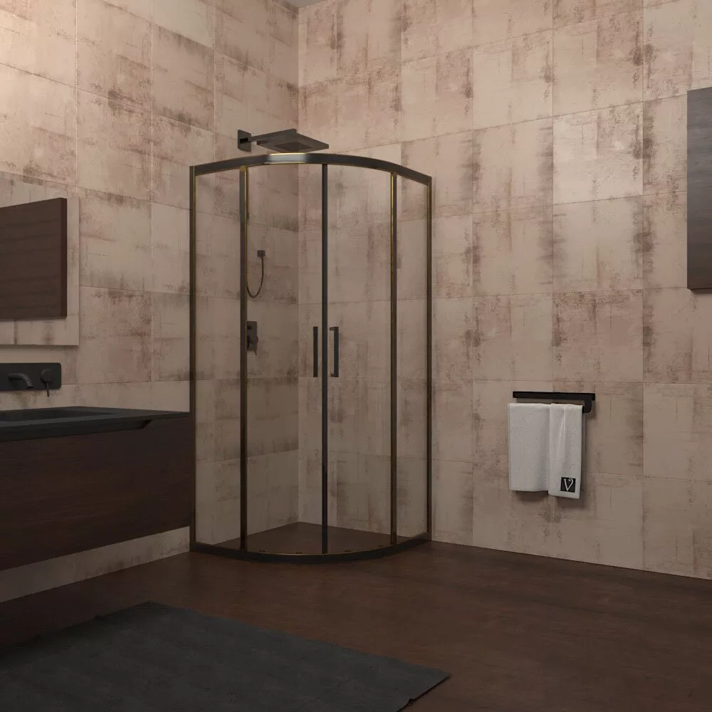 фото Душевой уголок Veconi Rovigo 80x80x195 стекло прозрачное профиль черный RV04-80PL-01-19C1 
