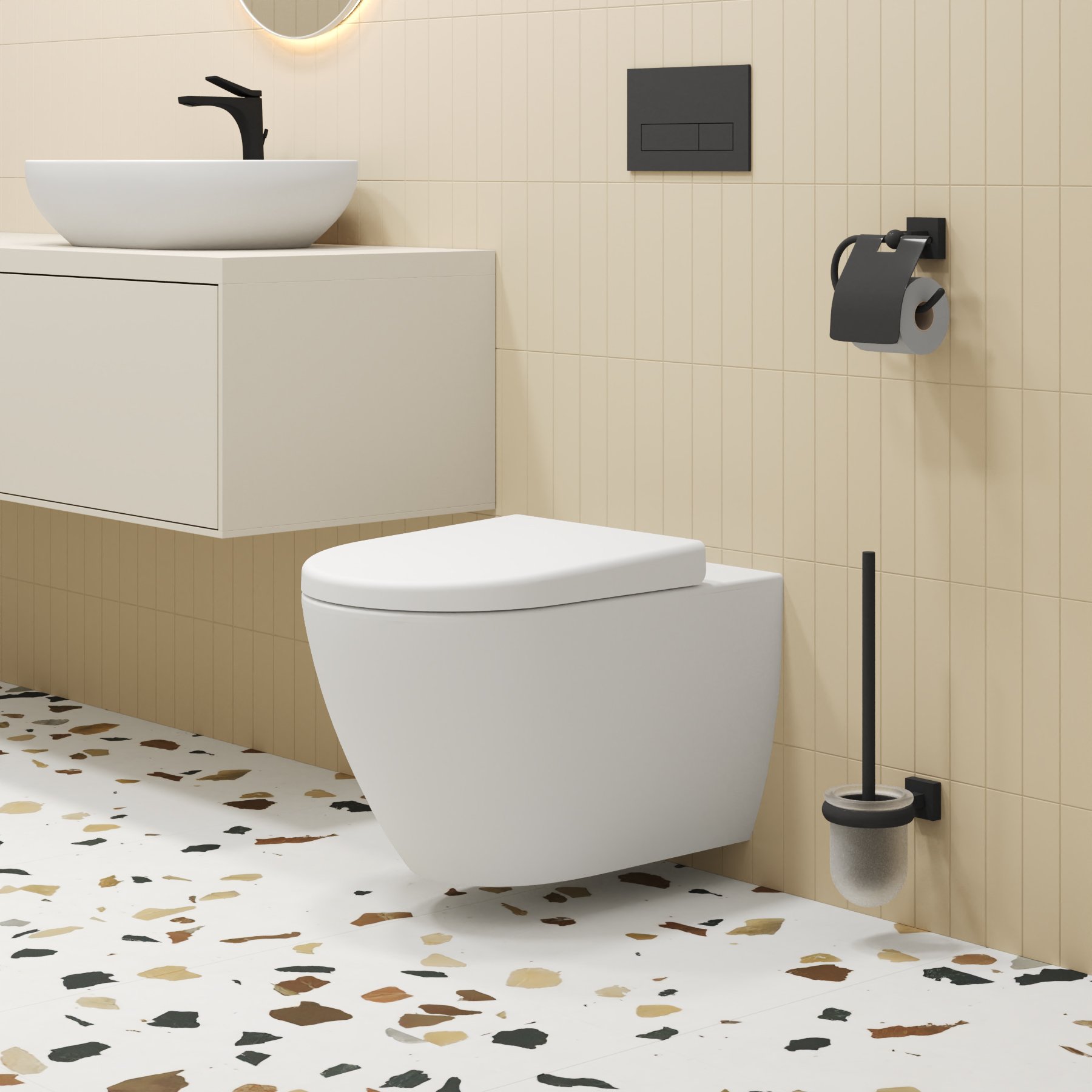 картинка Унитаз подвесной Ambassador Queen 113T20101R белый матовый с толстой крышкой 