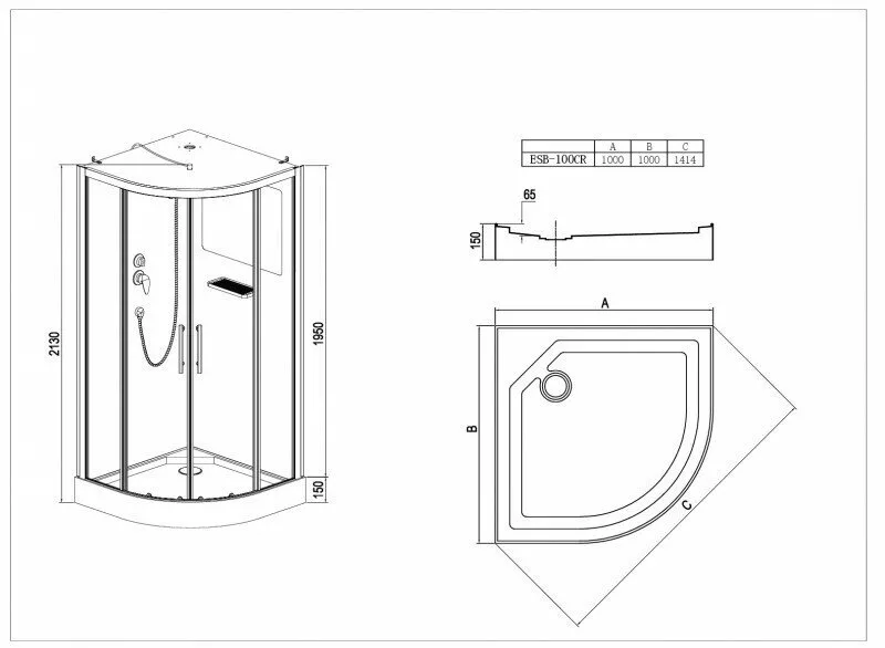 картинка Душевая кабина Esbano ESB-100СR 