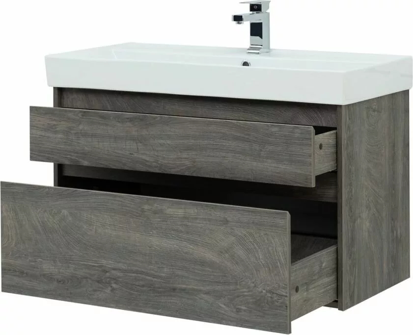 фото Тумба с раковиной Aquanet Nova Lite 100 дуб рошелье (2 ящика) арт. 00245253 