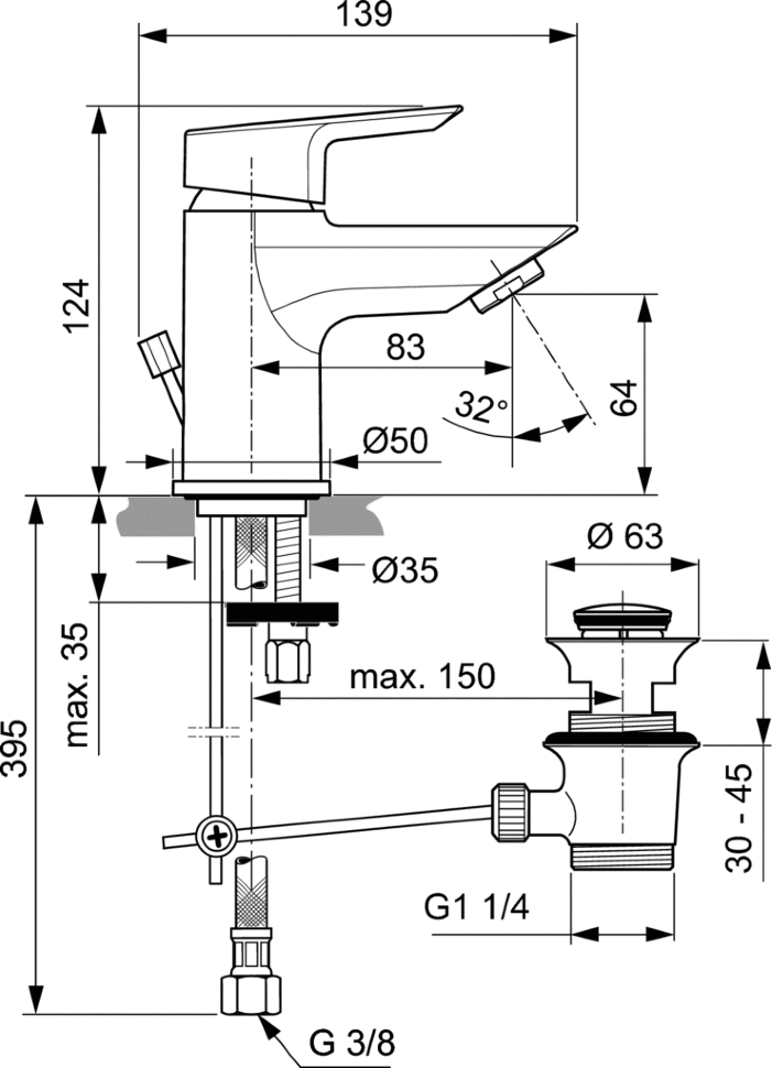 картинка Смеситель для раковины Ideal Standard TESI A6566AA 