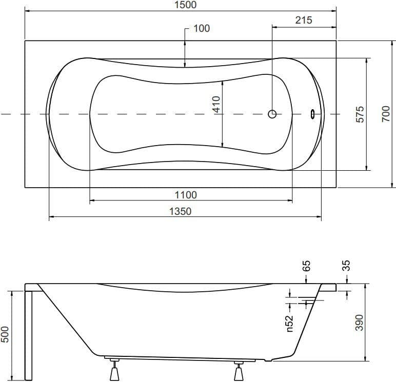 картинка Акриловая ванна Besco Aria 150x70 