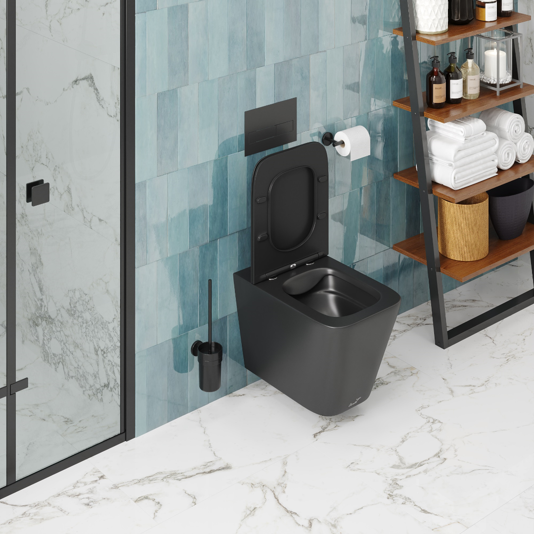 картинка Унитаз подвесной Cerutti SPA MAIELLA Aria MB безободковый, черный матовый CT9163 