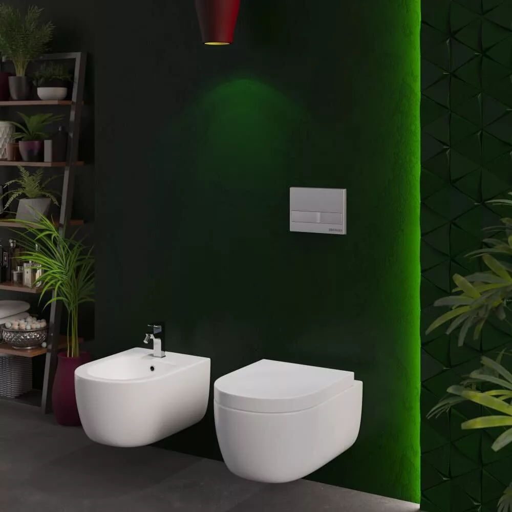 картинка Комплект BERGES: инсталляция NOVUM525, кнопка L5 SoftTouch черная, унитаз EGO Rimless, сиденье дюропласт Toma SO 