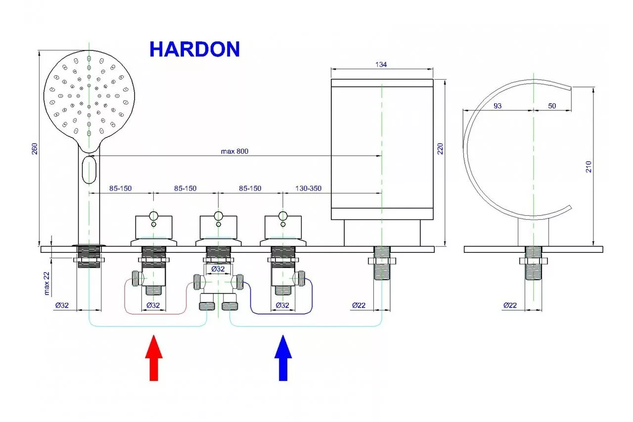 картинка Смеситель на борт ванны Royal Bath Hardon RB 611 