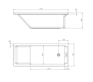 картинка Акриловая ванна Eurolux QWATRY 170x70 с каркасом и экраном 