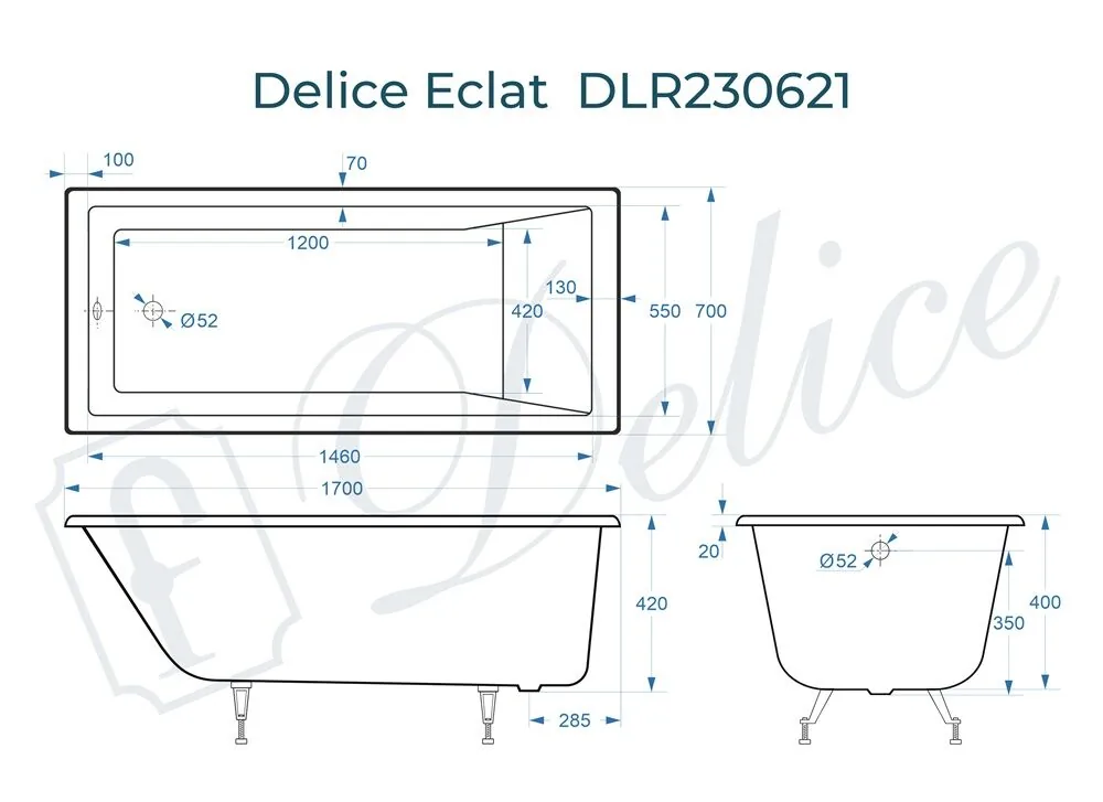 картинка Ванна чугунная Delice Eclat 170х70 DLR230621 