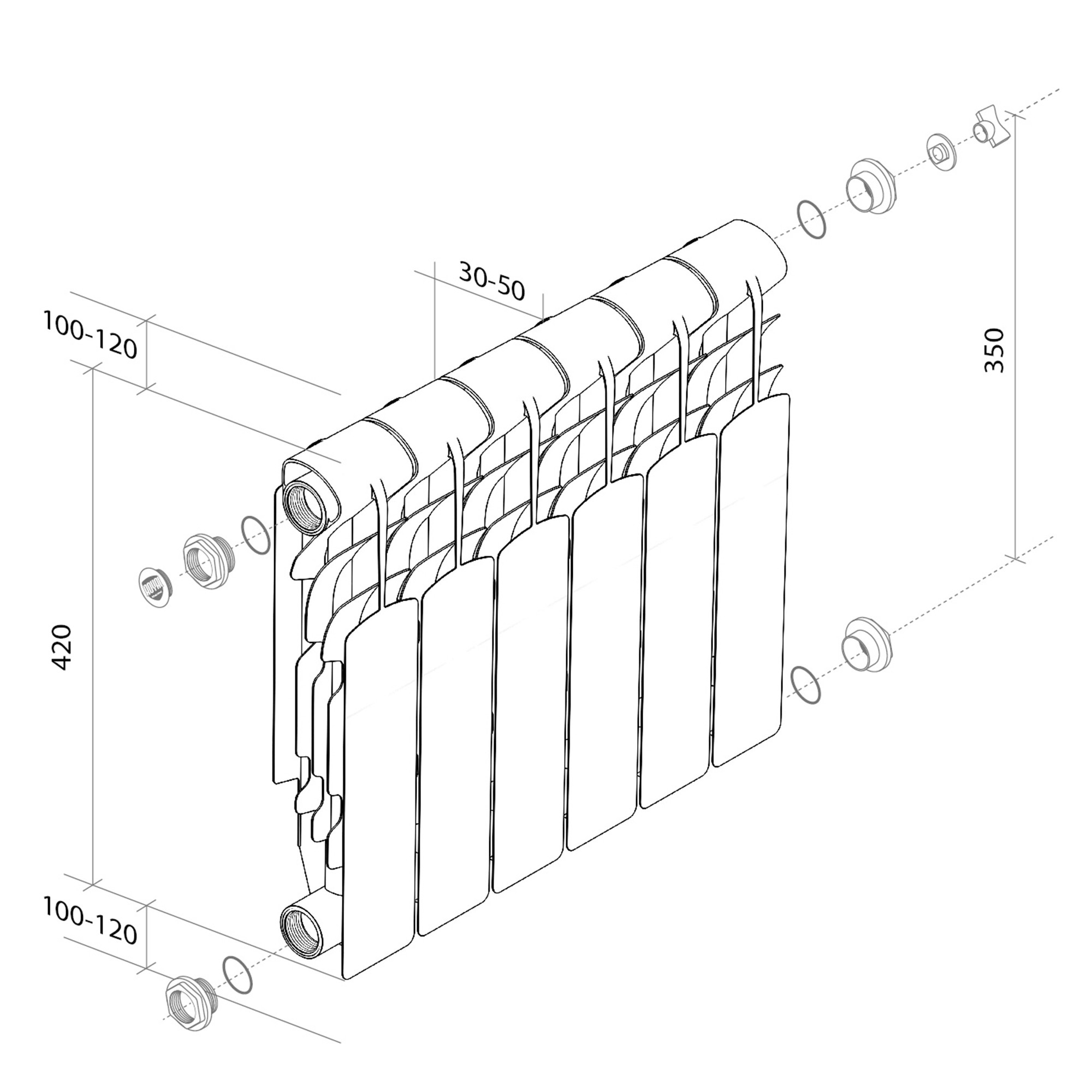 картинка Радиатор алюминиевый Royal Thermo Revolution 350 10 секций 