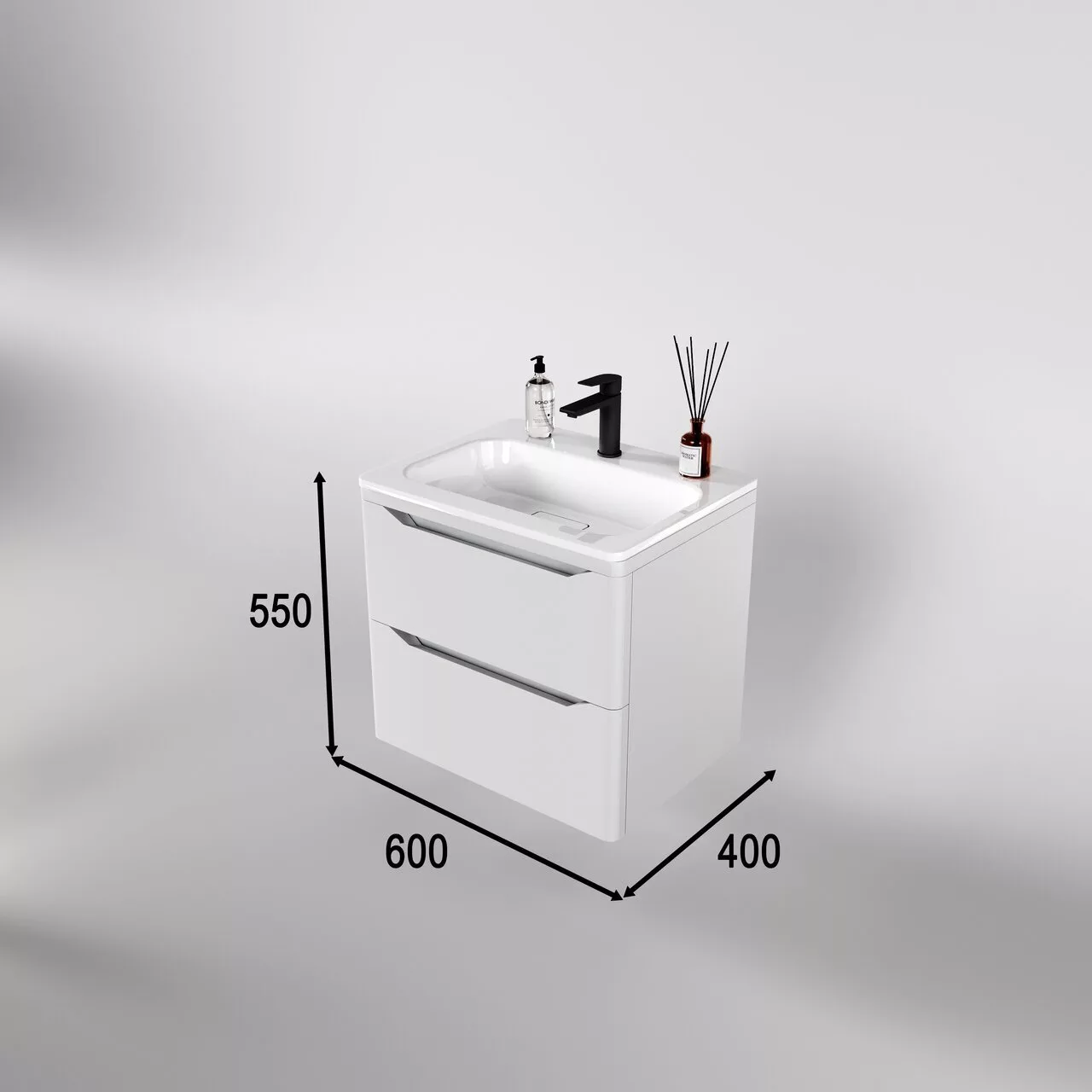 картинка Тумба подвесная Style Line El Fante Марелла 60 Люкс антискрейтч белый матовый  в ванную комнату