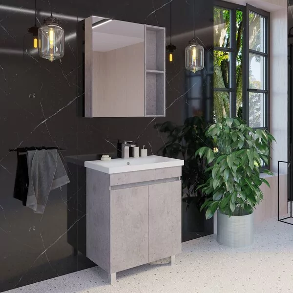 фото Тумба с раковиной Comforty Осло 70 бетон светлый напольная 