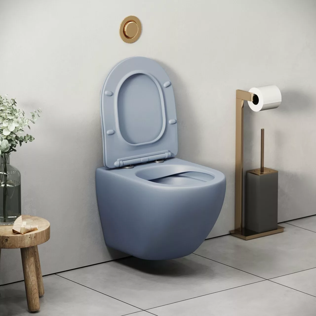 картинка Унитаз подвесной Grossman GR-4455BSMS-21 Color безободковый, голубой матовый 