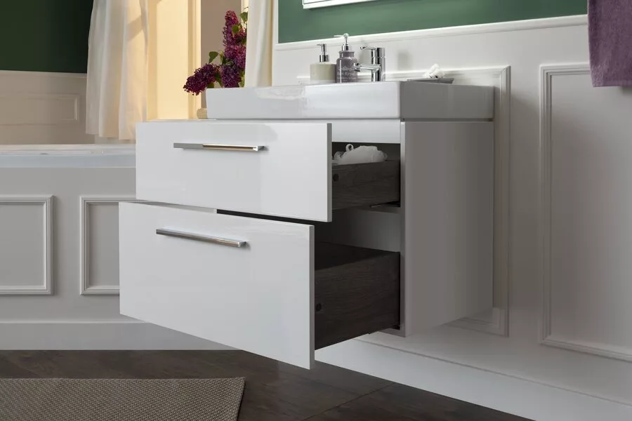фото Тумба с раковиной Aquanet Nova 75 белый (2 ящика) арт. 00245254 