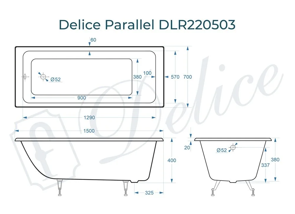 картинка Ванна чугунная Delice Parallel 150х70 DLR220503 