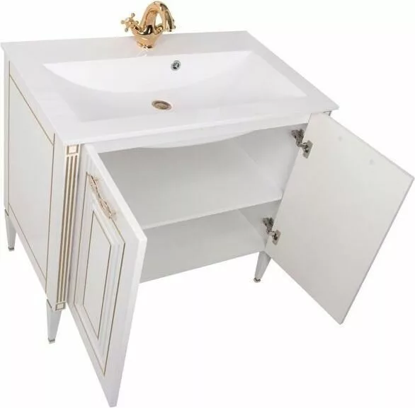 фото Мебель для ванной Aquanet Паола 90 белый/золото (литьевой мрамор) арт.00187844 