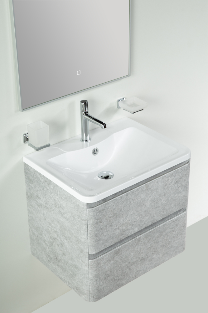 фото Тумба с раковиной подвесная BelBagno ALBANO 60 Cemento Verona Grigio, раковина белая 