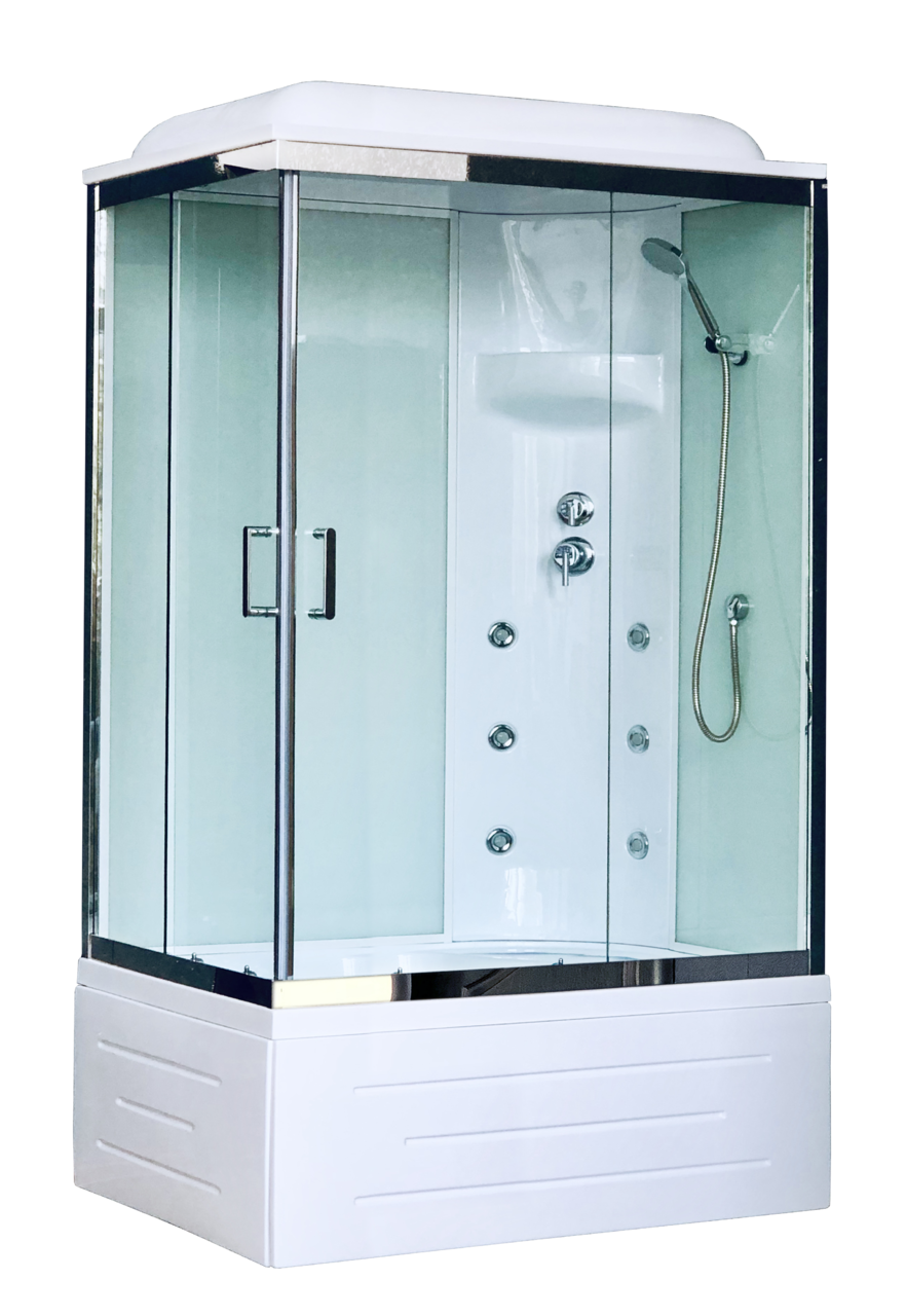картинка Душевая кабина Royal Bath 8100BP3-WT-CH (белое/прозрачное) правая 100x80x217 
