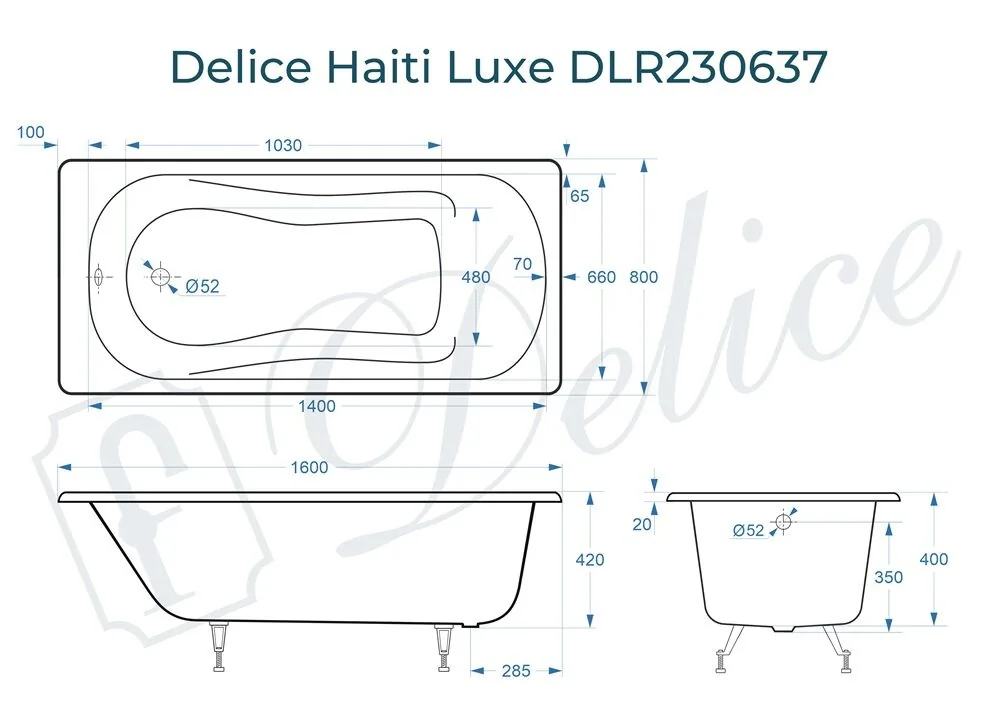 картинка Ванна чугунная Delice Haiti Luxe 160х80 DLR230637 