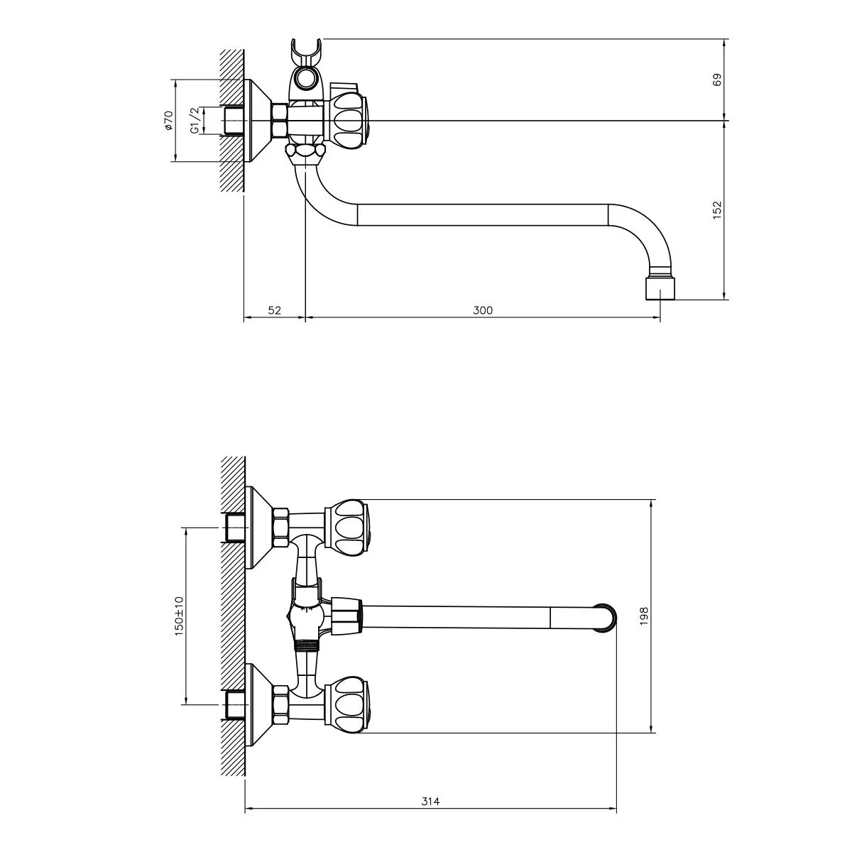 картинка Смеситель для ванны DECOROOM DR50045R 