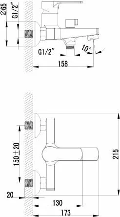 картинка Смеситель для ванны Lemark Plus Grace LM1512C 