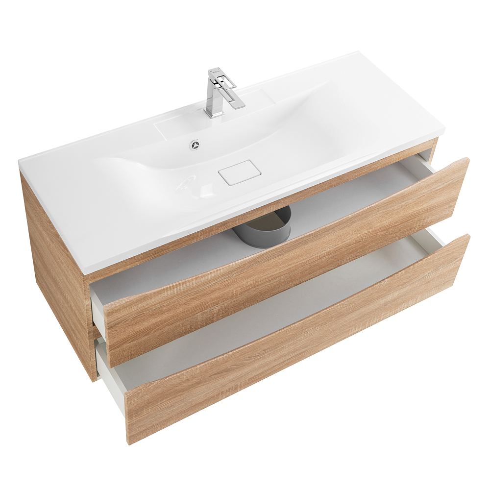 фото Тумба с раковиной подвесная BelBagno MARINO 120 Rovere Bianco, раковина белая 