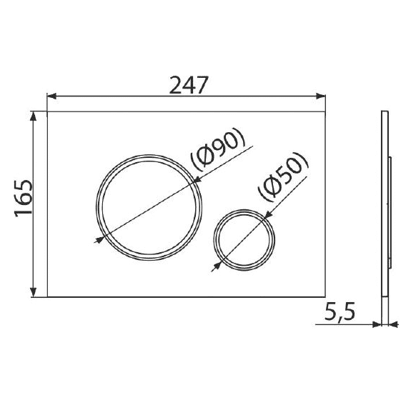 картинка Кнопка смыва AlcaPlast THIN M778 черный матовый / хром глянцевый 