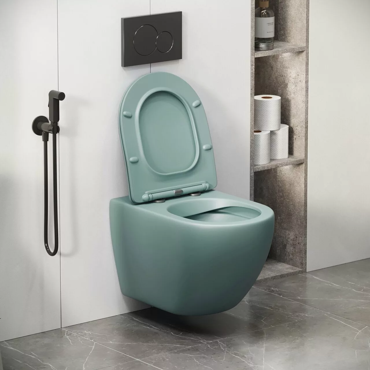 картинка Унитаз подвесной Grossman GR-4411MNMS Color безободковый, мятный матовый 