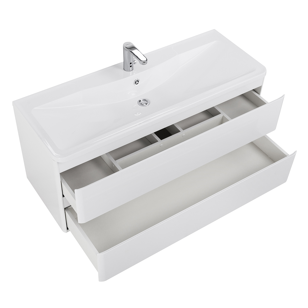 фото Тумба с раковиной подвесная BelBagno ALBANO 120 Bianco Lucido, раковина белая 