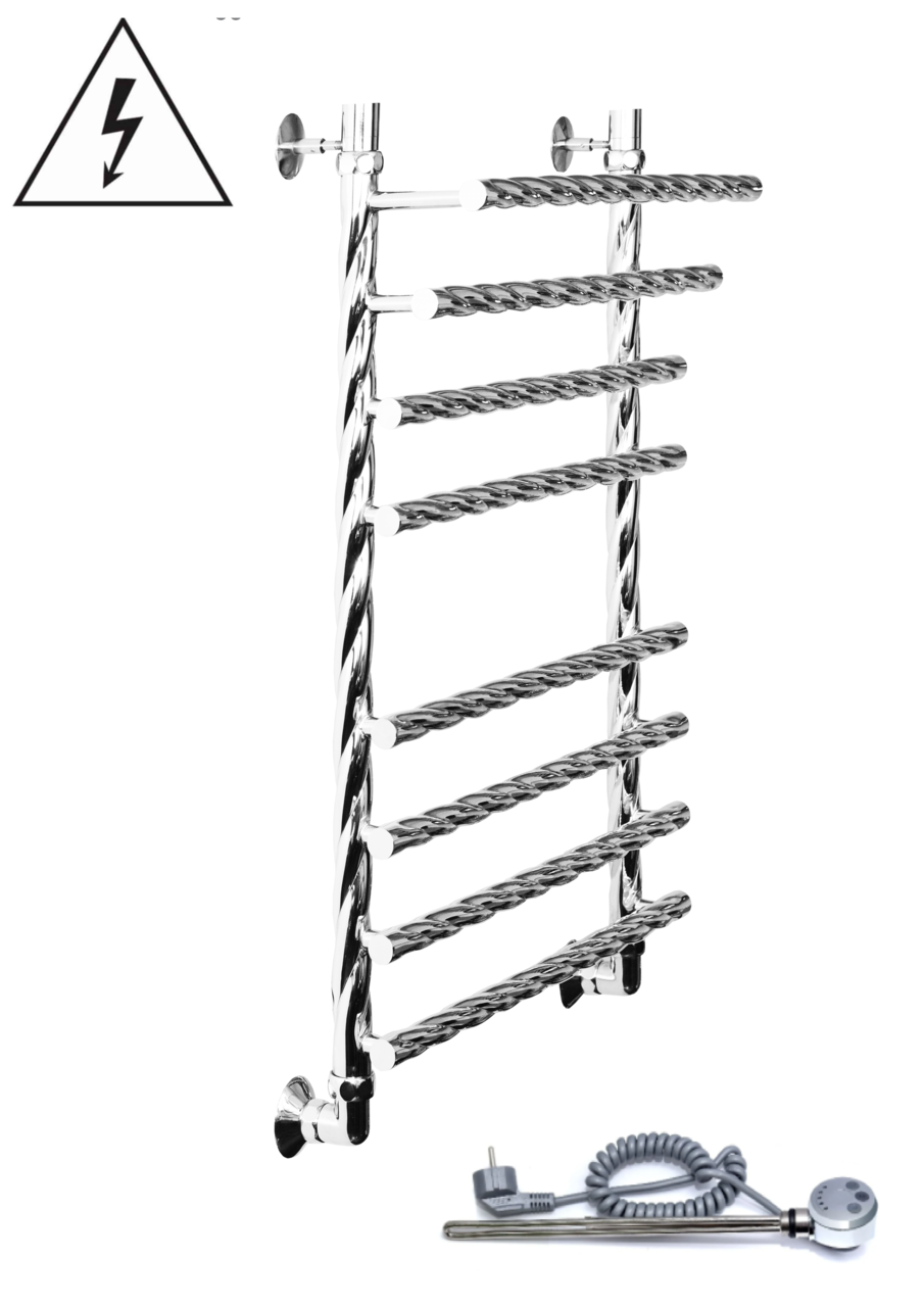 картинка Полотенцесушитель Двин F BRAID electro 100/60 1"-3/4"-1/2" Электрический  ТЭН справа К эл, Полированный (4627170784095) 